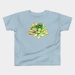 Peaceful Lotus Frog Kids T-Shirt